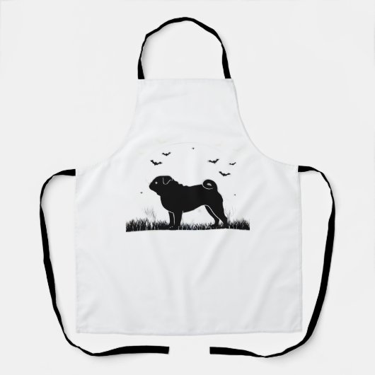 Tablier Carlin Chien - Halloween Lune Silhouette Classique (Recto)