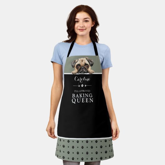Tablier Carlin Cuisine Queen Sage Green Custom (Porté)