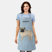 Tablier Carlin Faune Chien mignon Dessin Chien Avec Le Nom (Porté)