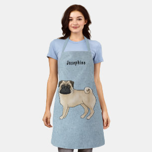 Tablier Carlin Faune Chien mignon Dessin Chien Avec Le Nom