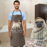 Tablier Carlin off ! nom personnalisé carlin art chien bru<br><div class="desc">Carlin off ! nom personnalisé carlin art pour chien de lavage tablier. Couleur d'aquarelle de chien mignonne carlin avec texte blanc personnalisable. Lit actuellement carlin off ! Je lave le chien. Le nez original dans le carlin d'air de l'aquarelle fantaisie art et design par Sarah Trett pour www.mylittleeden.com</div>