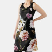 Tablier Carnation, fleurs de camomille, motif noir. (Insitu)