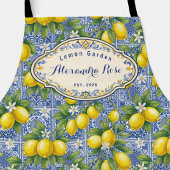Tablier Carreau de nom monogrammé Lemon Blue French Countr