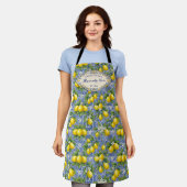 Tablier Carreau de nom monogrammé Lemon Blue French Countr (Porté)