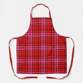 Tablier Carreau Tartan à motif rouge bordeaux rose (Recto)
