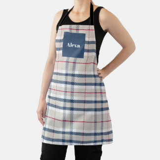 Tablier Carreaux Beige Bleu Classique