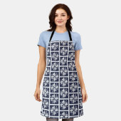 Tablier Carreaux de cuisine bleus et blancs (Porté)