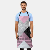 Tablier Carreaux de patchwork, motif de dessin main libre. (Porté)