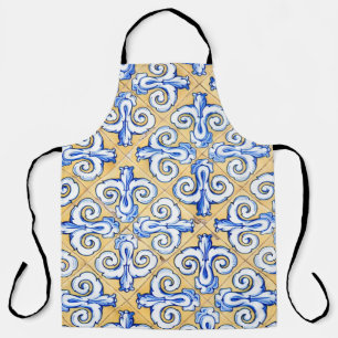 Tablier Carreaux espagnols - Azulejo Bleu, Jaune et Blanc