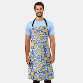 Tablier Carreaux espagnols - Azulejo Bleu, Jaune et Blanc (Porté)