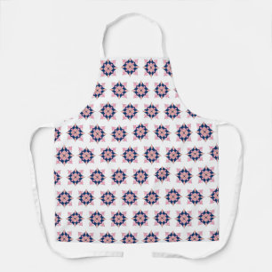 Tablier Carreaux Floraux Géométriques Rose Pâle et Nuit