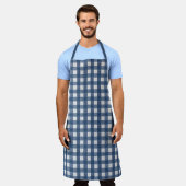 Tablier Carreaux Gingham Bleu et Blanc (Porté)