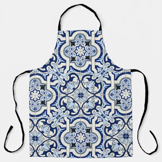 Tablier Carreaux marocains : Bleus Motifs magnifiques. (Recto)