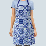 Tablier Carreaux Motif bleu blanc aquarelle<br><div class="desc">Joli motif en carreaux bleu et blanc indigo en aquarelle. Art original de Nic Squirrell.</div>