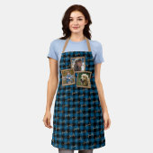 Tablier Carreaux Vichy Bleu Noir Traditionnels Personnalis (Porté)