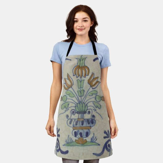 Tablier Carrelage Delft Antique Pot de Fleur Céramique (Porté)