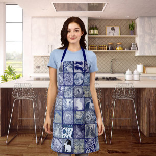 Tablier Carrelage Motif Bleu Blanc Lapin Unique Art Vintag