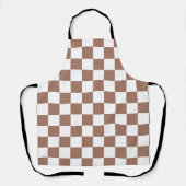 Tablier Carrés à damier marron moka blanc géométrique rétr (Recto)