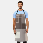 Tablier Carrés géométriques - Chocolat et crème (Porté)