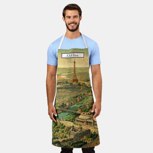 Tablier Carte de l'Oiseau de Paris antique (Porté)