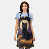 Tablier Carte de tarot thématique Halloween avec un chat n (Porté)