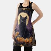 Tablier Carte de tarot thématique Halloween avec un chat n (Insitu)
