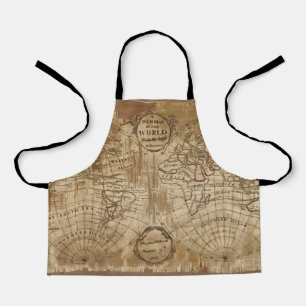 Tablier Carte du monde antique Vintage 1783 avec broderie