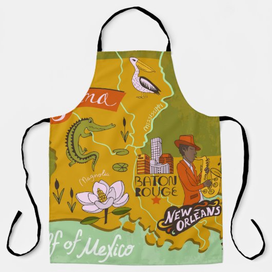 Tablier Carte illustrée de la Louisiane : faits saillants (Recto)