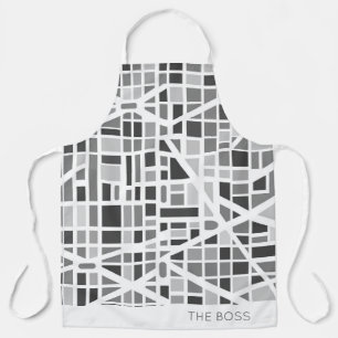 Tablier Carte urbaine moderne Gris Blanc NOM Quartier Amus