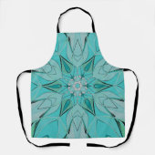 Tablier Carton Mandala Flower bleu et vert (Recto)