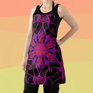 Tablier Carton Mandala Flower rose et noir
