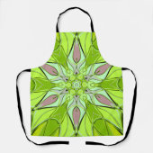 Tablier Carton Mandala Flower vert et rose (Recto)