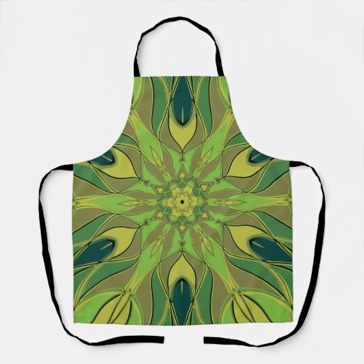 Tablier Carton Mandala Flower vert Jaune et bleu (Recto)