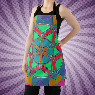 Tablier Carton Mandala Vert Rouge et Bleu