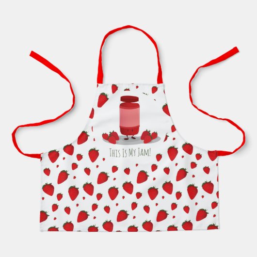 Tablier Carton vert blanc rouge à la confiture de fraises (Recto)