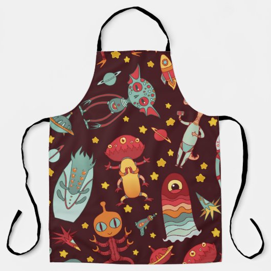Tablier Cartoon aliens vintage seamless pattern. (Recto)