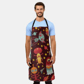 Tablier Cartoon aliens vintage seamless pattern. (Porté)