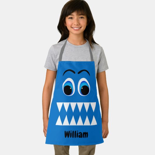 Tablier Cartoon Blue Monster Funny Face (Insitu)