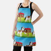 Tablier Cartoon Farm Scène avec Cheval Chat et Chèvre (Insitu)