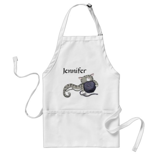Tablier Cartoon Kitty avec boule de fil (Devant)