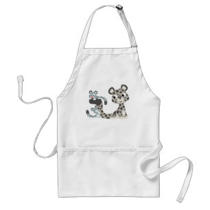 Tablier Cartoon Snow Leopard et Cubs Cuisine Apron