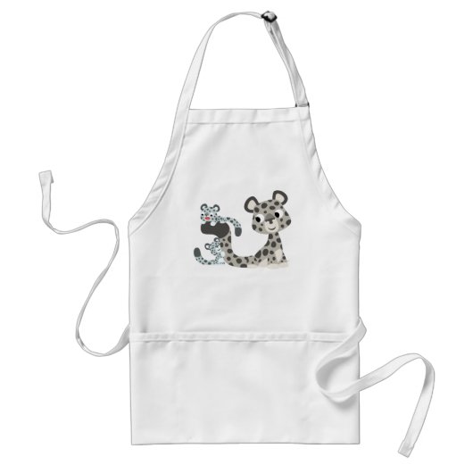 Tablier Cartoon Snow Leopard et Cubs Cuisine Apron (Devant)