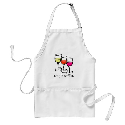 Tablier Cartoon Wine Glasses Triple Threat Funny Winery (Devant)