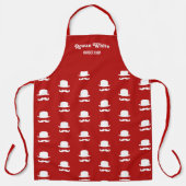 Tablier Casquette blanc et mustache silhouette rouge (Recto)