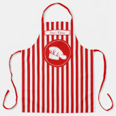 Tablier Casquette de Chef Rouge Blanc Rayure Verticale Cou (Recto)