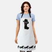 Tablier Casquette du pays, Bottes & Chevaux sur aire blanc (Porté)