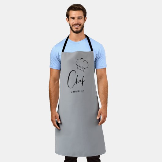 Tablier casquette et écriture gris mignon chef per (Porté)