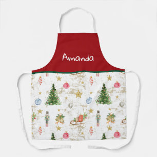 Tablier Casse-Noisette Aquarelle Vintage Noël Personnalisé
