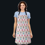 Tablier Casse-noix Motif Animaux roses<br><div class="desc">Tablier de Noël mignon et amusant avec l'illustration dessinée à la main du chat,  du chien et de la souris comme personnages de ballet de noisette. L'arrière - plan est rose.</div>