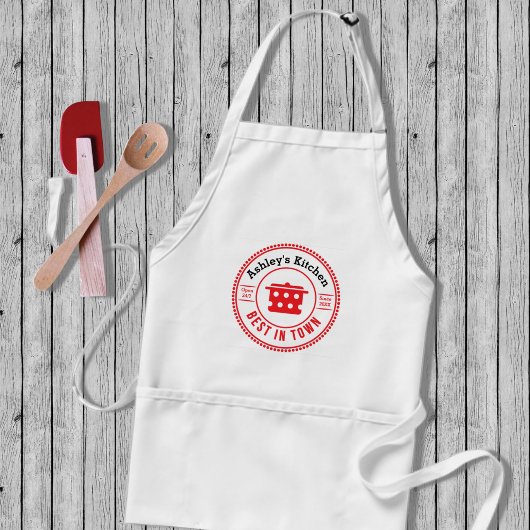 Tablier Casserole rouge mignon Logo Cuisine